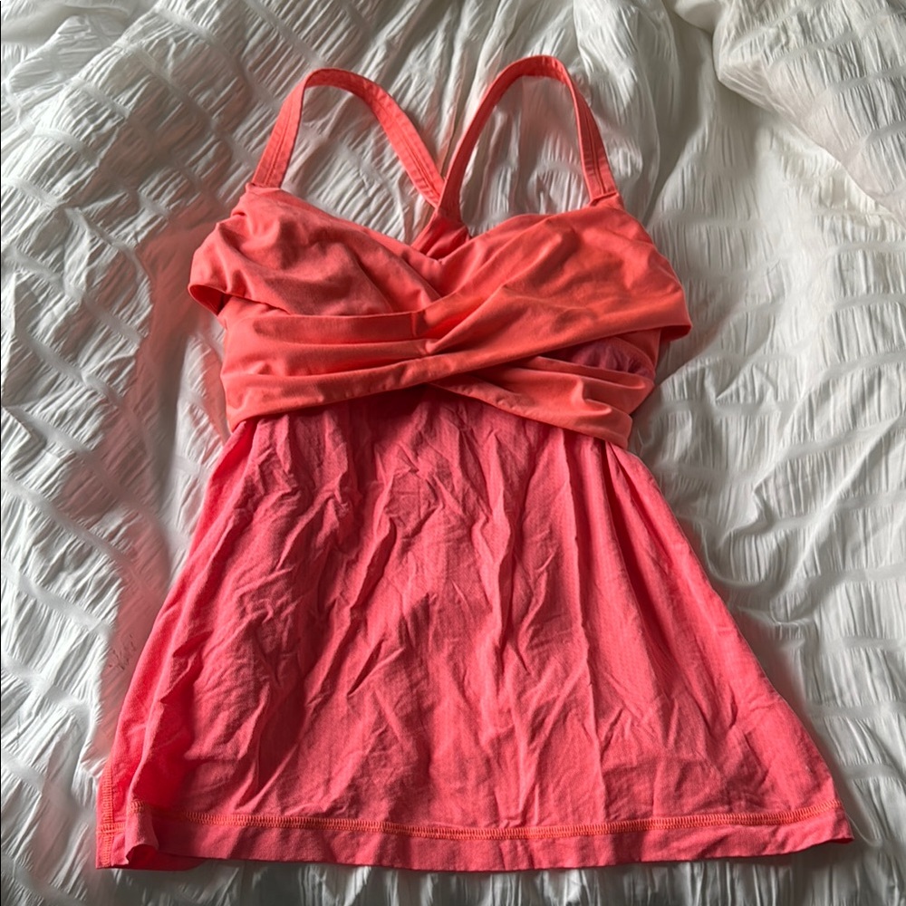 Lululemon Coral Pink Strappy Workout Top